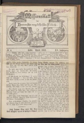 N°. 4. April 1913. XV. Jahrgang
