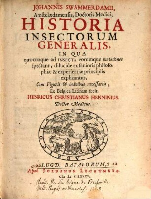 Historia insectorum generalis