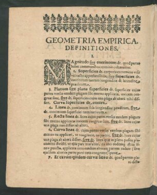 Geometria Empirica. Definitiones.