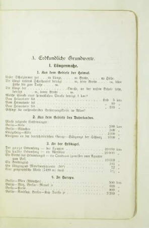 A. Erdkundliche Grundwerte