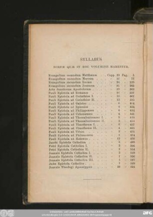 Syllabus Eorum Quae In Hoc Volumine Habentur.
