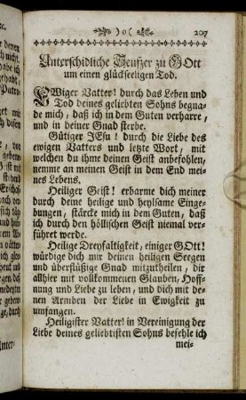 Unterschidliche Seufzer zu Gott um einen glückseeligen Tod