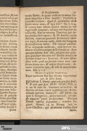 Meditatio Tertia. Pauci homines fini suo vivunt convenienter, & salvi fiunt.