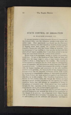 State Control of Emigration.