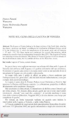 20: Note sul clima della laguna die Venezia