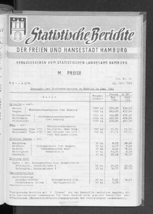 Erzeuger- und Großhandelspreise in Hamburg im Juni 1964 : Lfd. Nr. 27