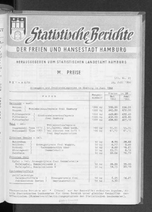 Erzeuger- und Großhandelspreise in Hamburg im Juni 1964 : Lfd. Nr. 27