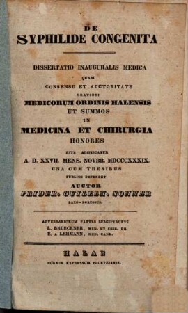 De syphilide congenita : diss. inaug. med.