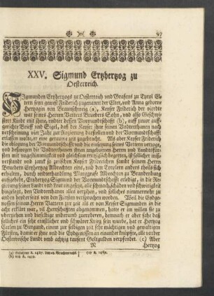 XXV. Sigmund Ertzhertzog zu Oesterreich