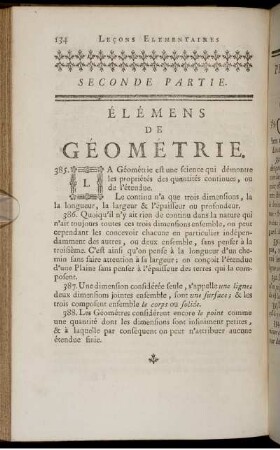 Seconde Partie. Élémens de Géométrie.