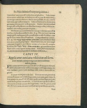 Caput IV. Applicatur mediata residuitas ad sororem meam comprivignam intercedente novo partu.