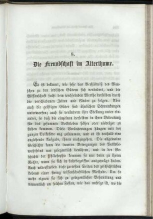 8. Die Freundschaft im Alterthume