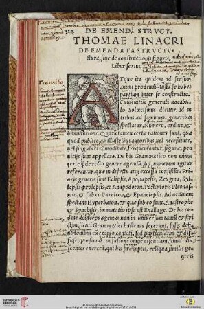 Thomae Linacri: De emendata strvctvra, siue de constructionis figuris, Liber sextus