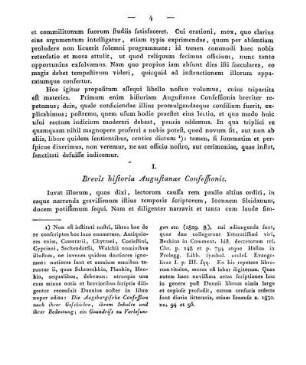 I. Brevis historia Augustanae Confessionis