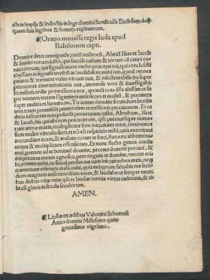 Oratio manasse regis Iuda apud Babilonem capti.
