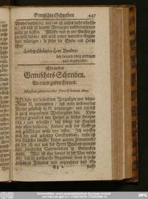 Ein ander Gemischtes-Schreiben An einen guten Freund.