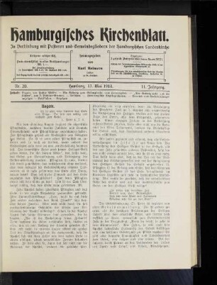 Nr. 20. Hamburg, 17. Mai 1914. 11. Jahrgang.