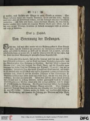 Das 3. Capitel: Von Berennung der Vestungen