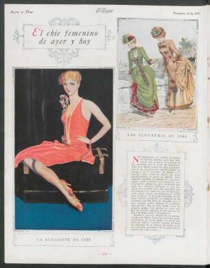 El chic femenino de ayer y hoy : Las elegantes de 1884 [y] Las elegantes de 1928