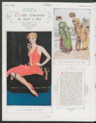 El chic femenino de ayer y hoy : Las elegantes de 1884 [y] Las elegantes de 1928