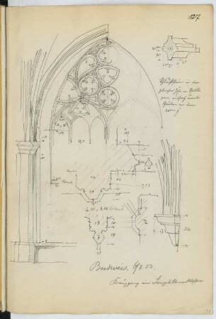 Franziskanerkloster, Budweis: Details (aus: Skizzen- und Fotoalbum 21)