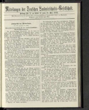 Beilage Nr. 11 zu Stück 21 vom 27. Mai 1905.