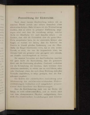 Fernwirkung der Elektricität.