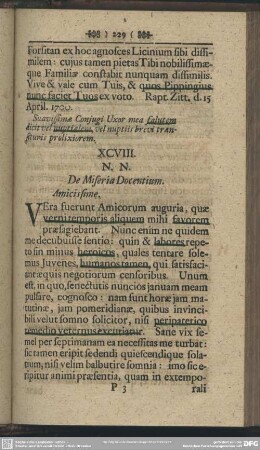 XCVIII. N. N. De Miseria Docentium