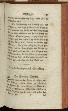 B. Schilderungen und Charaktere.