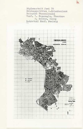 Bildungsstätten in Griechenland, Thessaloniki (Diplomarbeit bei Peter Poelzig): Plan, Vorhandene Schulen 1:200000
