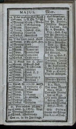 Majus. Mai. Junius. Brachmonat