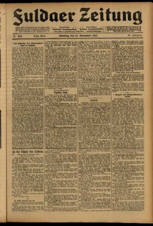 Erste Ausgabe vom Samstag, den 15. November 1913.
