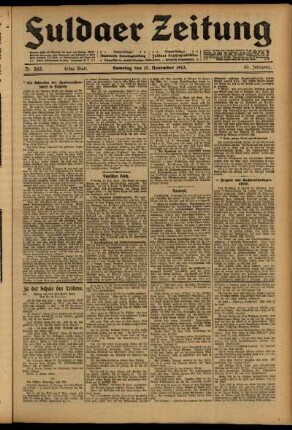 Erste Ausgabe vom Samstag, den 15. November 1913.