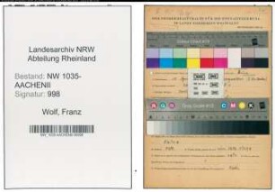 Entnazifizierung Franz Wolf , geb. 15.04.1892 (Steiger)