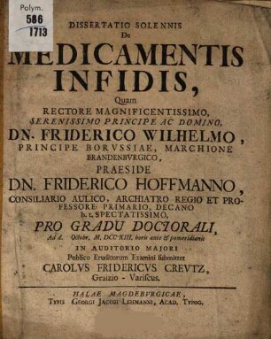 Dissertatio Solennis De Medicamentis Infidis