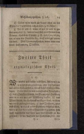 Zweiter Theil oder etymologischer Theil.