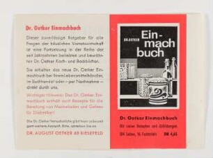 Werbebroschüreür das Dr. Oetker Einmachbuch