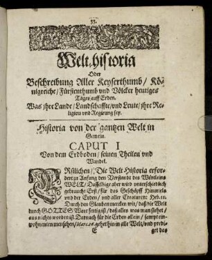 Caput I. Von dem Erdboden/ seinen Theilen und Wandel.