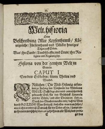Caput I. Von dem Erdboden/ seinen Theilen und Wandel.
