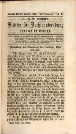 Dr. J. A. Seuffert's Blätter für Rechtsanwendung, 28. 1863