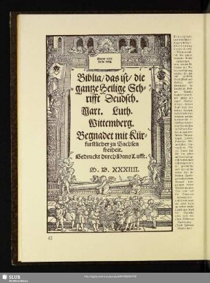 Titelblatt zur vollständigen Bibelübersetzung Luthers. 1534