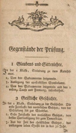Gegenstände der Prüfung