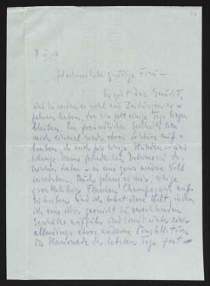 Brief von Arnulf Ansorge an Margarete Hauptmann