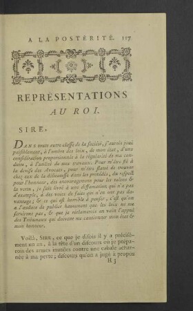 Représentations au Roi.