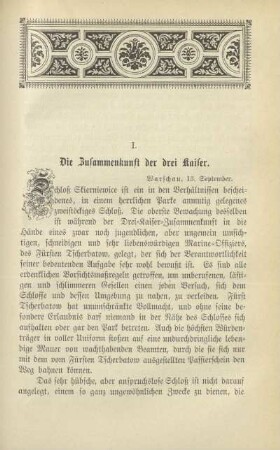 I. Die Zusammenkunft der drei Kaiser