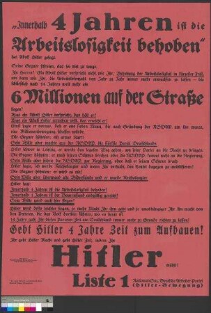 Wahlplakat der NSDAP zur Reichstagswahl am 5. März 1933