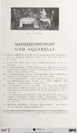 Handzeichnungen und Aquarelle (Nr. 710-861)
