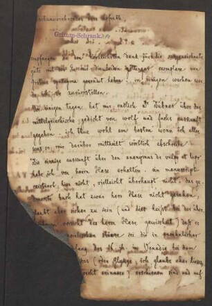 Brief an Wilhelm Grimm, Jacob Grimm und Moriz Haupt : 1836