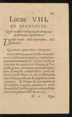 Locus VIII. De Evangelio.