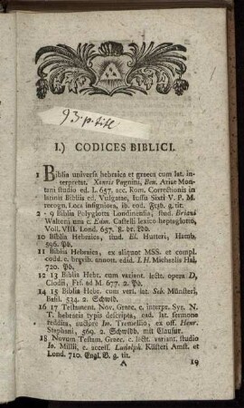 I. Codices Biblici.